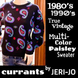 ▪️VTG▪️JERI-JO▪️Black Multi-Color Paisley Sweater